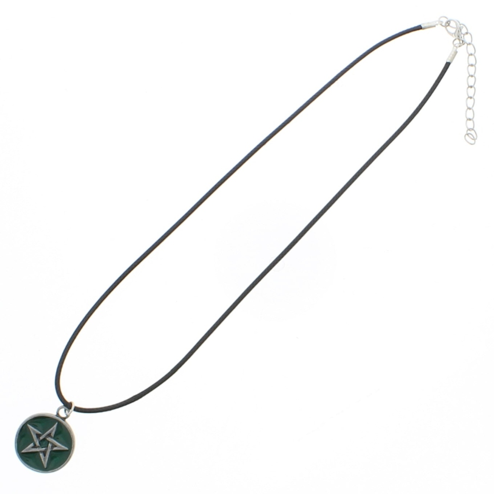 Zac's Alter Ego - Green Epoxy Pentagram Thong Necklace - Green